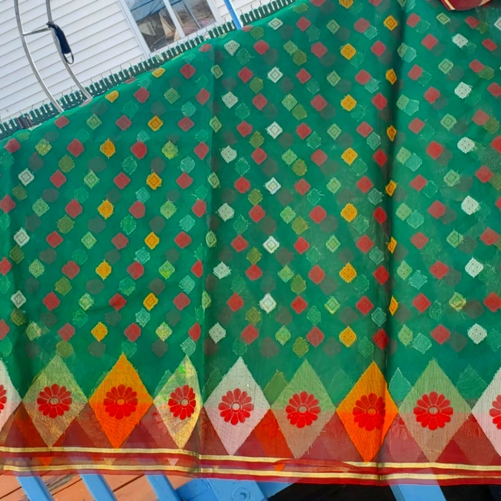 NEW Green multi colored saree